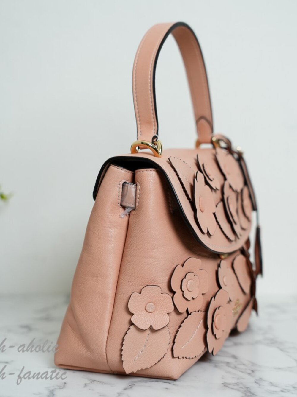COACH CDY44 Emory Top Handle Bag with Floral Appliqué in Light Pink NWT - Picture 7 of 16